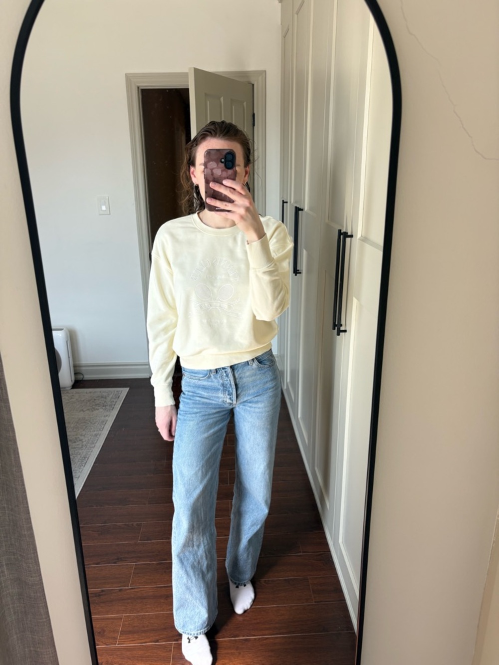 Butter Yellow Embroidered Crewneck Sweater